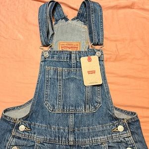 Levi's Loose Fit Overalls Dark - Medium Wash Denim Jeans Jumpsuit 90s Mom